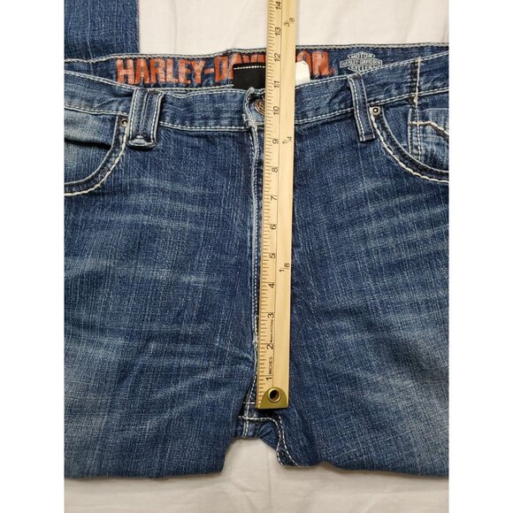 Harley Davidson Men's Jeans Medium Wash Straight Leg Boot Cut Biker Size 38x31 - Picture 12 of 16